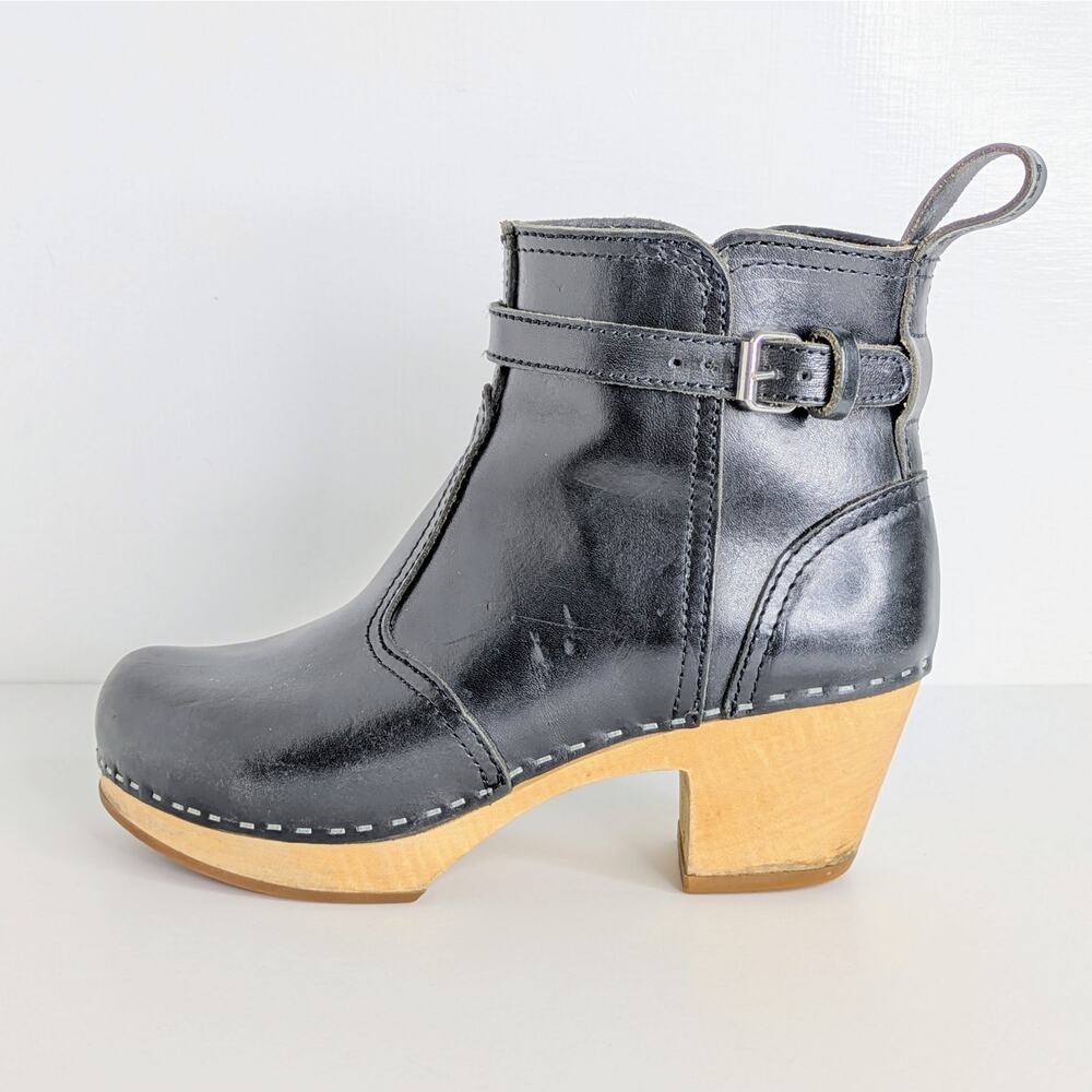 Swedish Hasbeens Jodhpur Ankle Boots 36 Black Leather Split Ankle 6-6.5